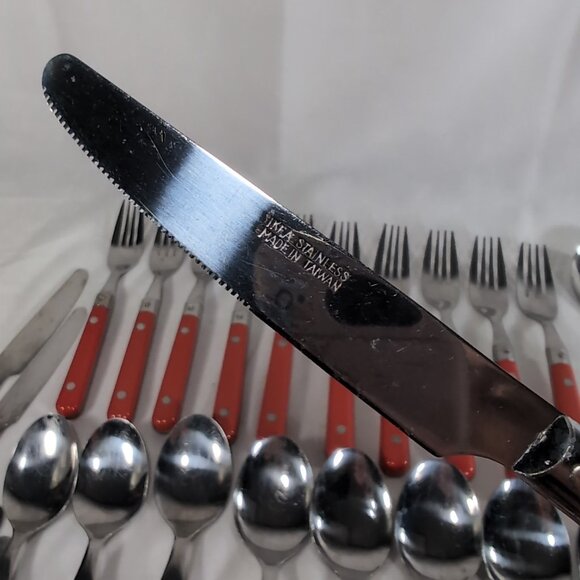 51 IKEA Red Stainless Steel Cutlery Flatware Serving Utensils Fork Spoon Knife - Picture 13 of 14